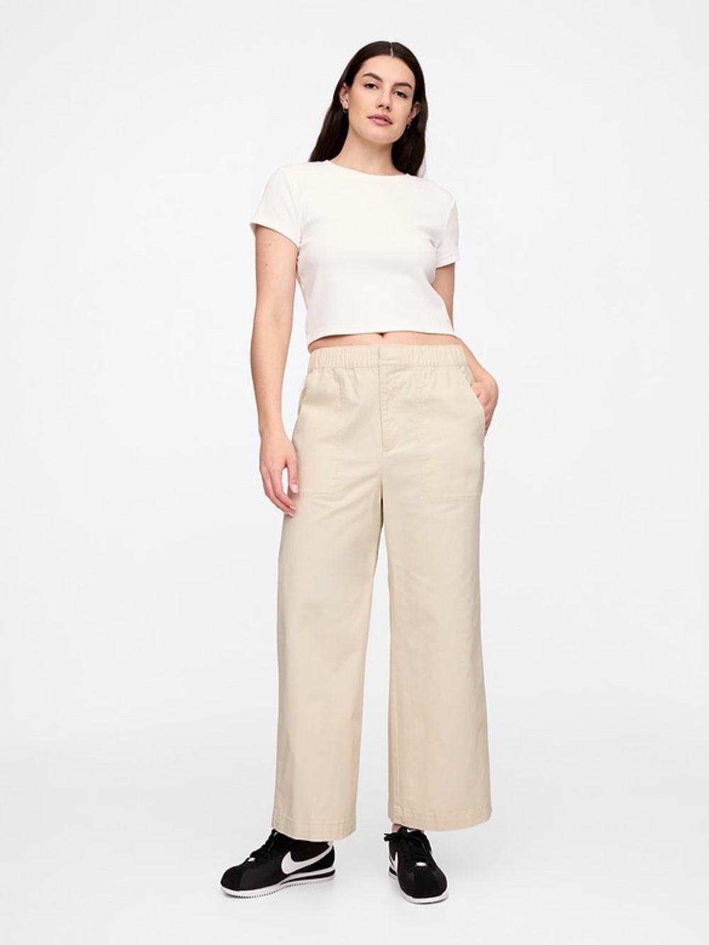 Gap High Rise Easy Wide-Leg Khaki Pants